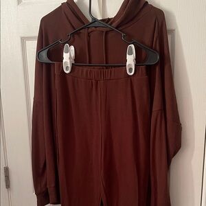Brown Hoodie and Legging Set